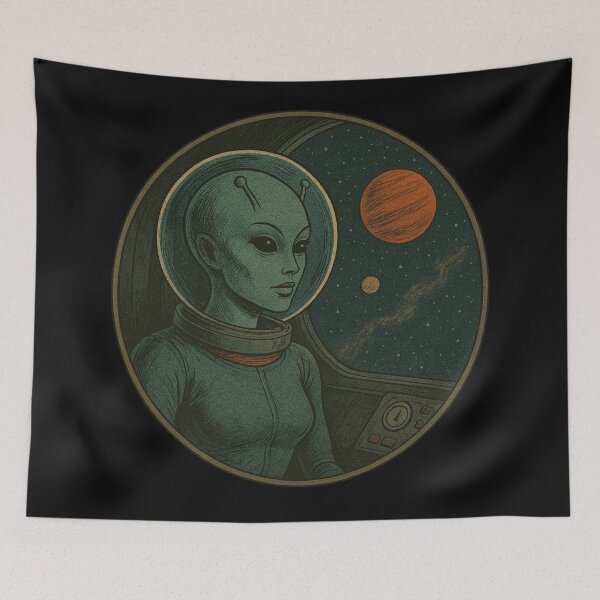 Item preview, Retro Space Alien Woman designed and sold by Planetporridge.