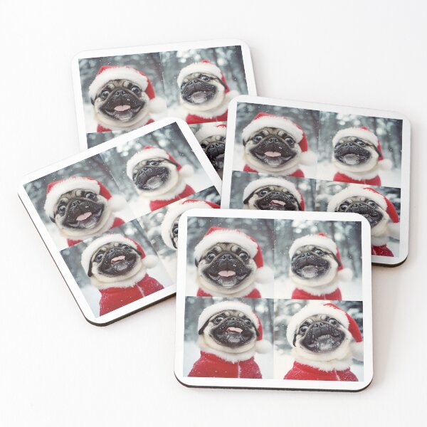 Item preview, Funny Pug Puppy Christmas Photobooth – Cute Santa Hat Puppy designed and sold by RockFireMerch.