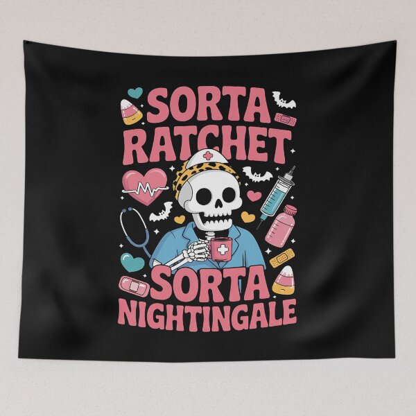 Item preview, Halloween Sorta Ratchet Sorta Nightingale Skeleton Nurse designed and sold by BakeryDozen.