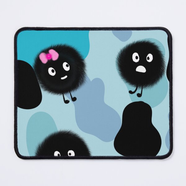 Item preview, Cute Fluffy Black Characters on Blue Background | Fun Cartoon Seamless Pattern designed and sold by chorstudio.