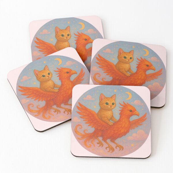 Item preview, Cat Riding A Phoenix Artwork designed and sold by Planetporridge.