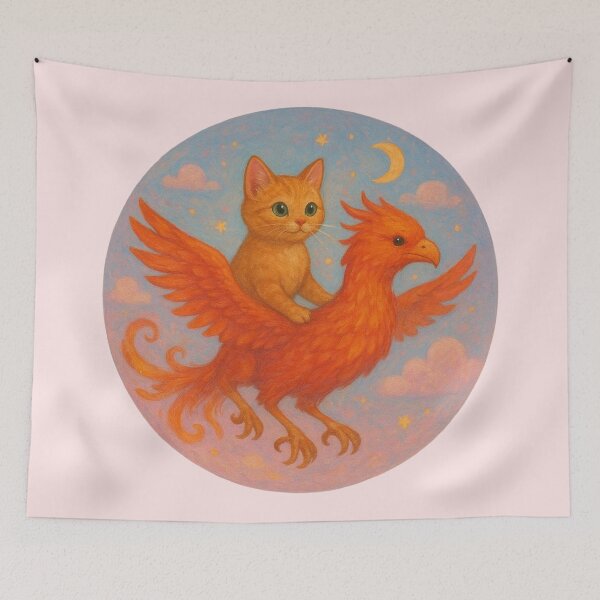Item preview, Cat Riding A Phoenix Artwork designed and sold by Planetporridge.