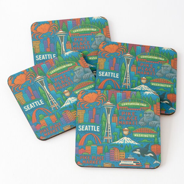 Item preview, Seattle Icons All-Over Print designed and sold by getpressedshirt.