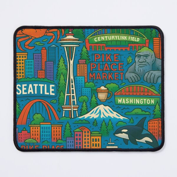 Item preview, Seattle Icons All-Over Print designed and sold by getpressedshirt.