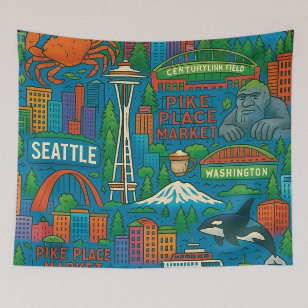 Item preview, Seattle Icons All-Over Print designed and sold by getpressedshirt.