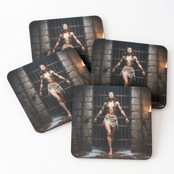 Item preview, Painting of a female prisoner in a dungeon awaiting trial in medieval times designed and sold by Vintage Designs +.