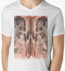 brown Rorschach test, watercolor, monotype, abstract colorful symmetric painting Men's V-Neck T-Shirt