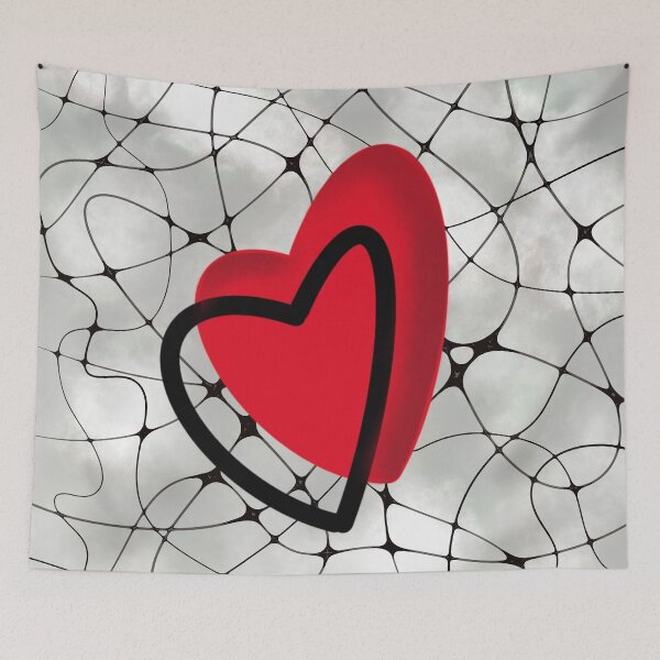 Item preview, Neural Love Connection: Red Heart Intertwined on Ethereal Synaptic Background designed and sold by Vikiink.