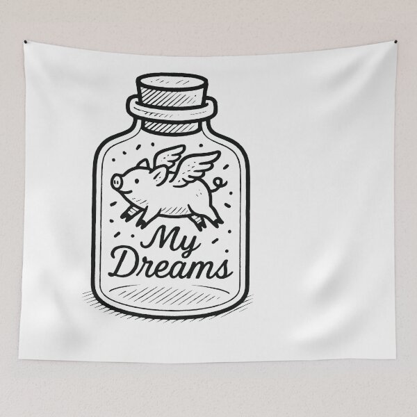 Item preview, Flying Pig My Dreams Whimsical Doodle Jar designed and sold by EdvvinStudios.