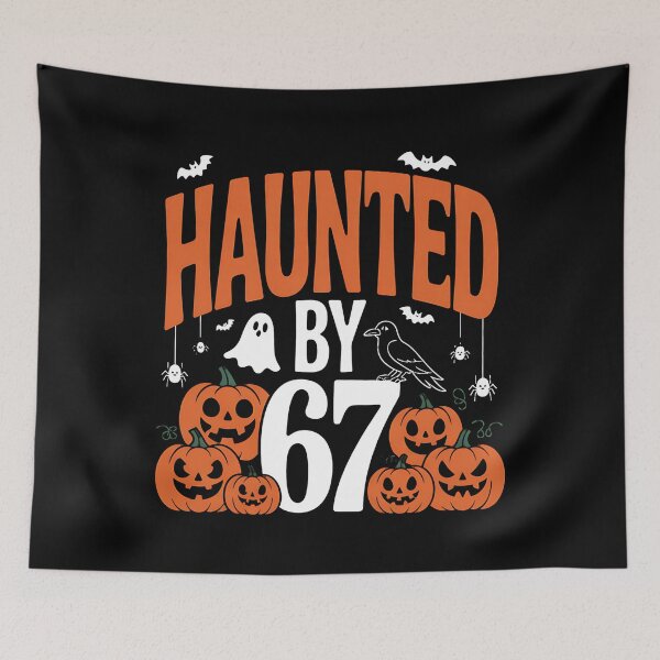 Item preview, Haunted by 67 – Funny Ghost and Pumpkin Halloween Costume designed and sold by BakeryDozen.