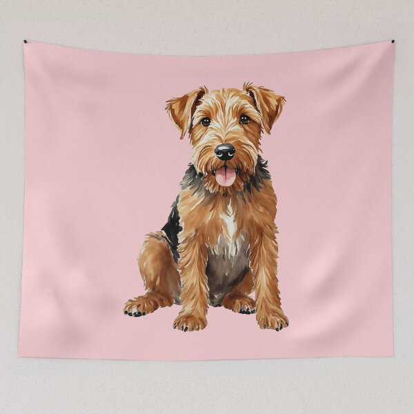Item preview, Airedale Terrier Watercolor Puppy Dog (pink) designed and sold by Magnolia Valley Art.