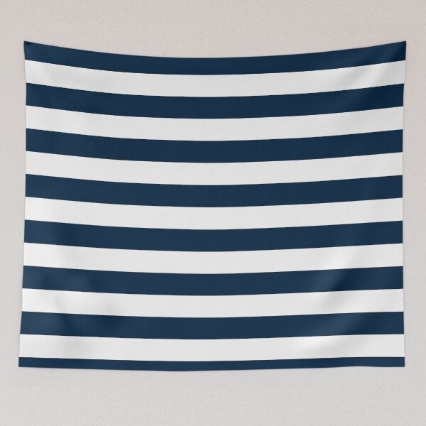Item preview, Dark Sailor Blue White Wide Cabana Horizontal Stripes designed and sold by Feeling Artsy.