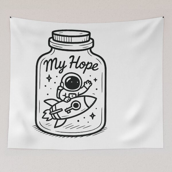 Item preview, Astronaut Riding Rocket Ship My Hope Doodle designed and sold by EdvvinStudios.