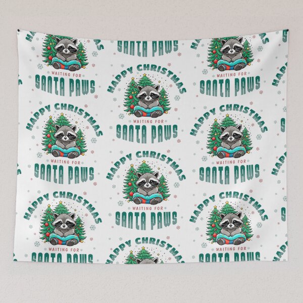 Item preview, Happy Christmas racoon waiting for Santa paws  designed and sold by GraphicTeeHubs.