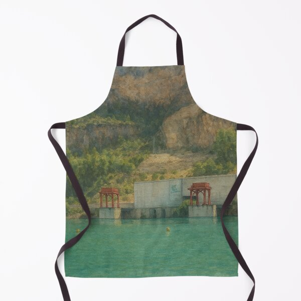 Item preview, Watercolor painting of the Cortes de Pallás Reservoir, Valencia | Natural mountain landscape with turquoise water designed and sold by Miradas del Mundo.