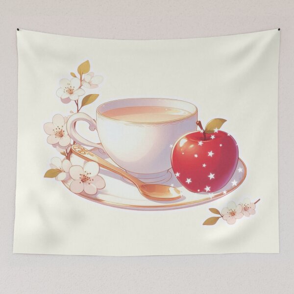 Item preview, Golden Tea Time with Apple – Soft Anime-Inspired Illustration designed and sold by Sugar Wisdom .