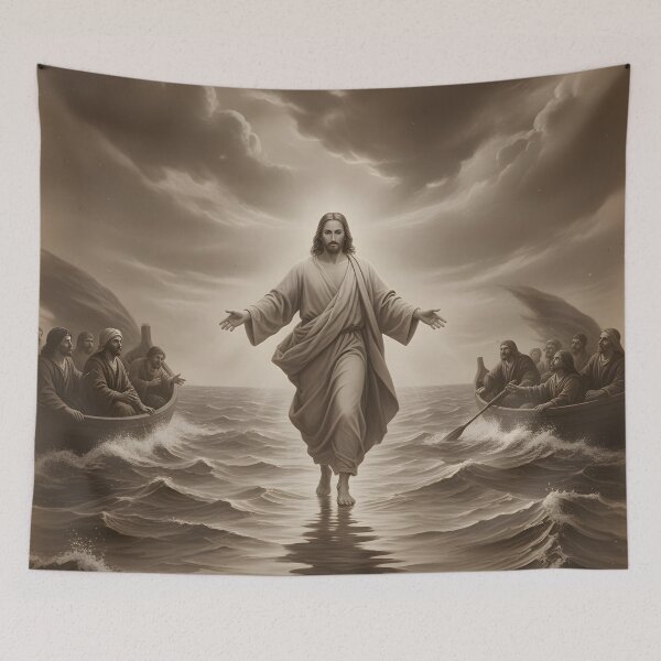 Item preview, Jesus Walking on Water – Faith, Hope & Miracles Christian Artwork designed and sold by dfranc.