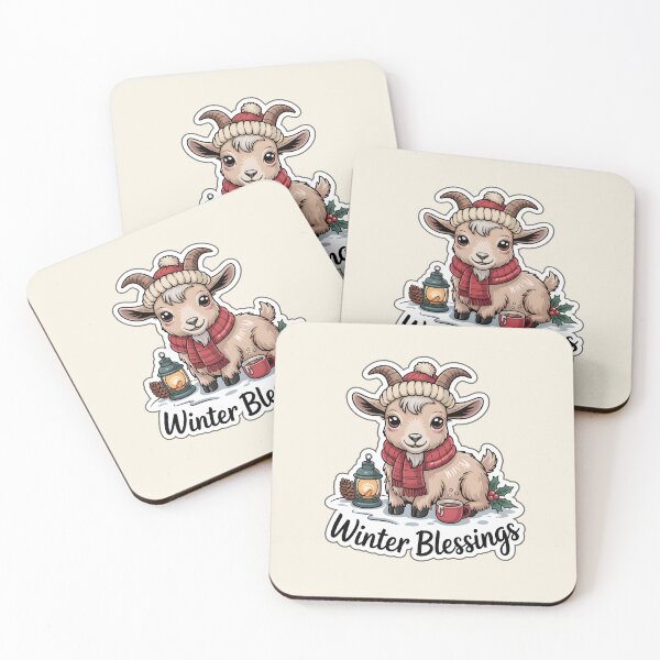 Item preview, Christmas Vintage Goat – Winter Blessings Cozy Sticker designed and sold by Nuist25.