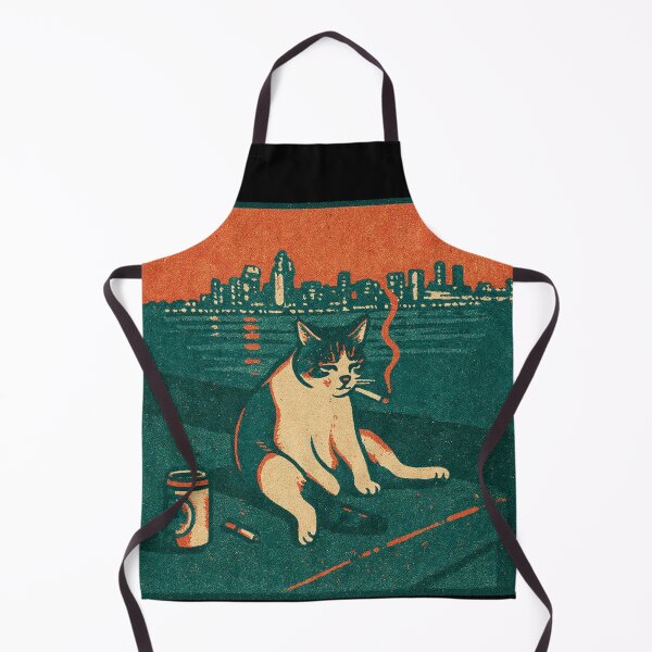 Item preview, Funny Smoking Cat Meme Riverside Skyline Retro Gritty Aesthetic designed and sold by Bongocomic.