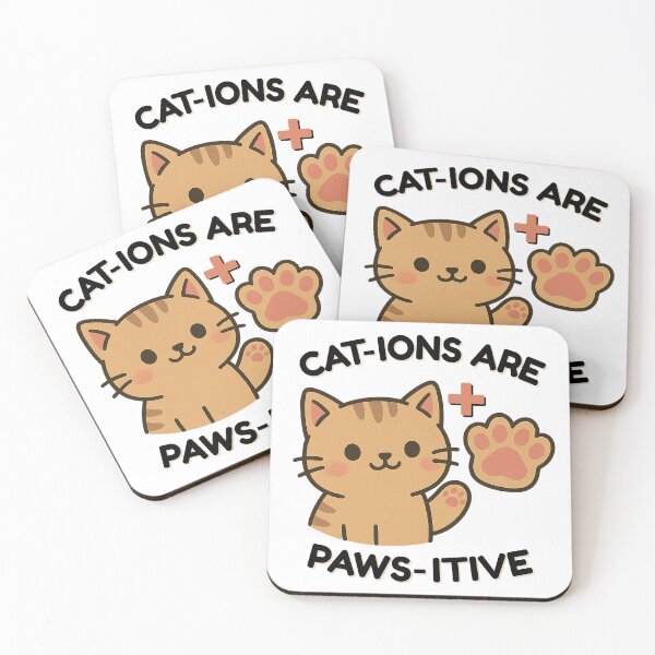 Item preview, Cat-ions Are Paw-sitive – Cute Chemistry Cat Pun designed and sold by sciencenotes.