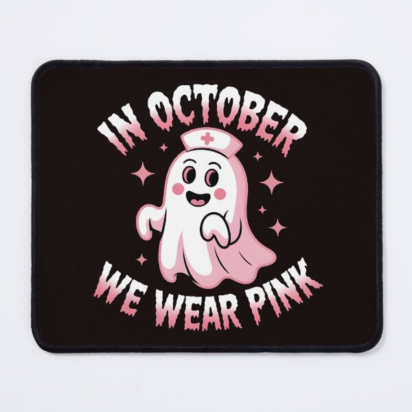 Item preview, In October We Wear Pink Nurse Ghost Halloween 2025 designed and sold by Redgiant87x.