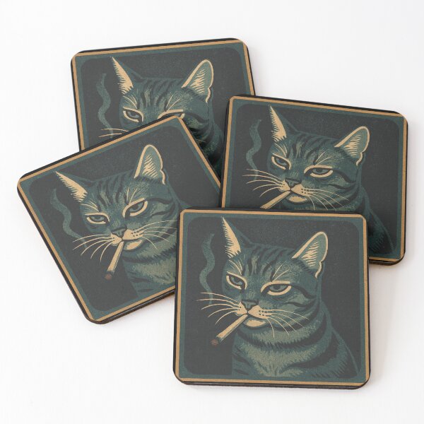 Item preview, Cigarette Kitten Gang Cat Smoking Cigarette Funny Cat Meme Retro Noir Aesthetic designed and sold by Bongocomic.