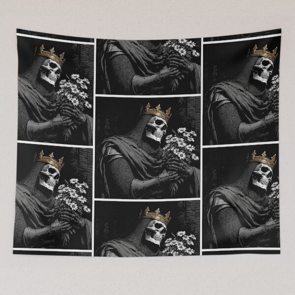 Item preview, Crowned skeleton holding flowers designed and sold by MendaciousMina.