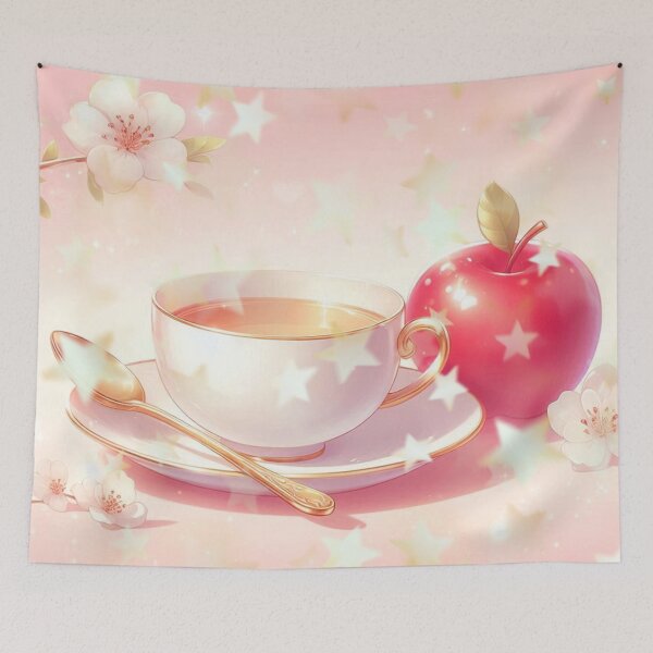 Item preview, Golden Tea Time with Apple – Soft Anime-Inspired Illustration designed and sold by Sugar Wisdom .