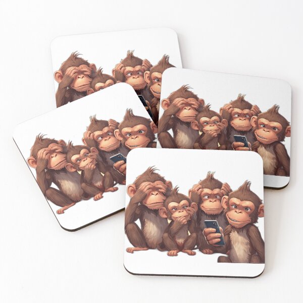 Item preview, Four Playful Monkeys: Classic Wisdom Meets Modern Curiosity designed and sold by VR-trends.