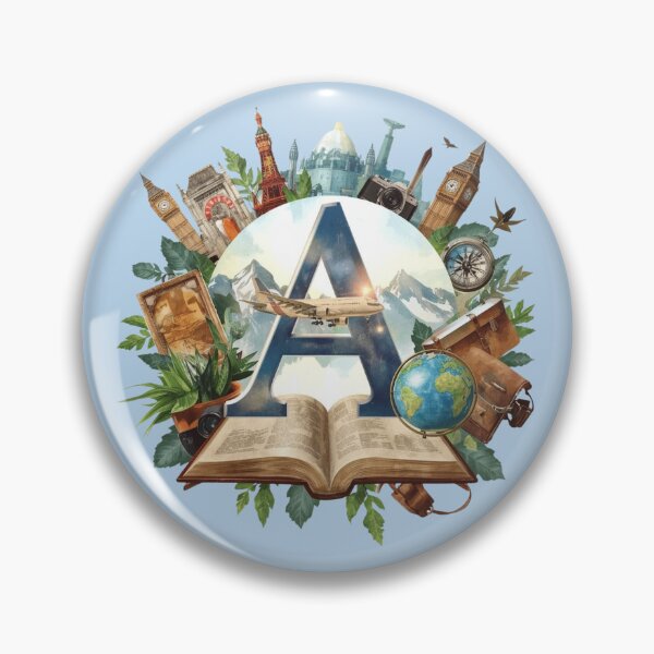Item preview, Adventure Awaits – Vintage Travel Letter A Monogram | Wanderlust Globe & Airplane Design for Explorers and Dreamers designed and sold by AmenAlways.