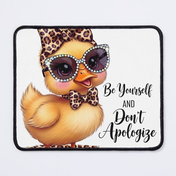 Item preview, Cute Duck with Leopard Bow PNG | Be Yourself and Apologise Funny Quote Design designed and sold by Ellen'Studio.