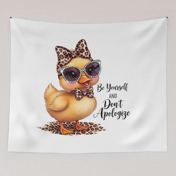 Item preview, Cute Duck with Leopard Bow PNG | Be Yourself and Apologise Funny Quote Design designed and sold by Ellen'Studio.