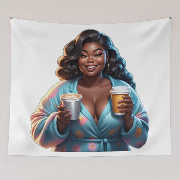 Item preview, Curvy Coffee Queen – Cozy Morning Self Love designed and sold by Lulunza.