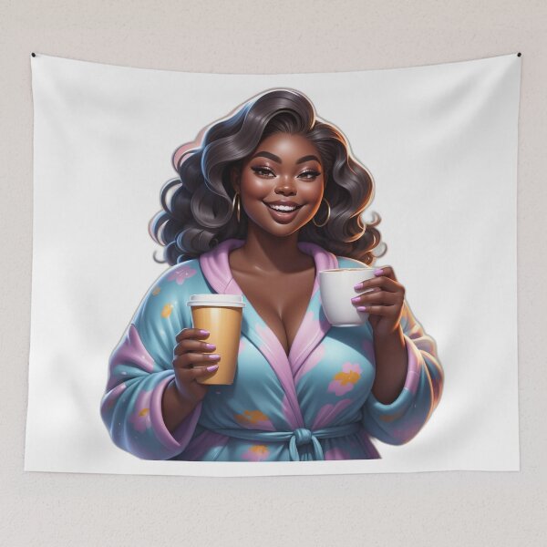 Item preview, Afro Plus Size Beauty – Coffee and Confidence designed and sold by Lulunza.