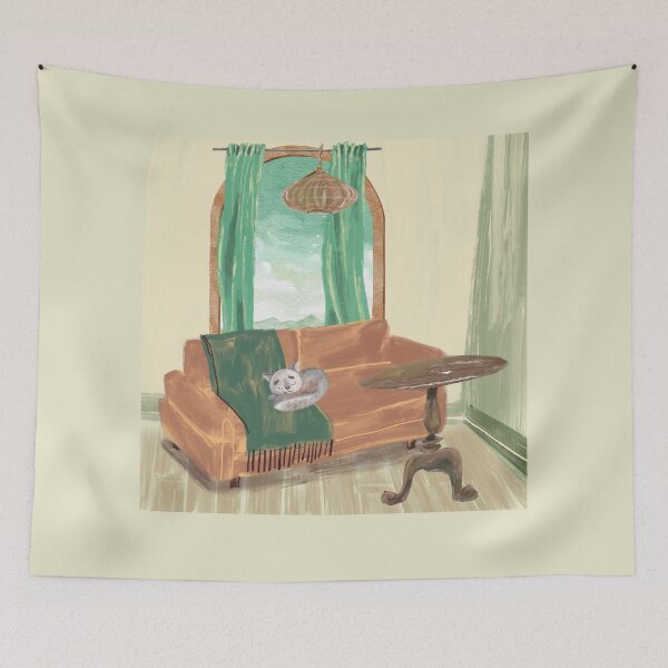 Item preview, Vintage Sofa Cat Watercolor Painting designed and sold by IREMORHAN.