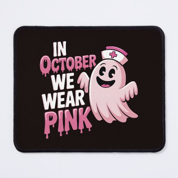 Item preview, In October We Wear Pink Nurse Ghost Halloween 2025 designed and sold by Redgiant87x.