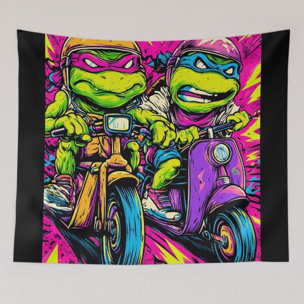 Item preview, Wild turtles on bikes – retro comic illustration designed and sold by Meiersbeste.