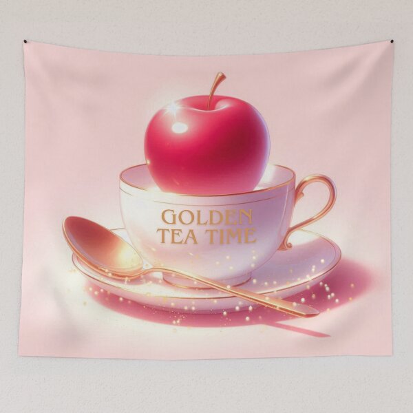 Item preview, Golden Tea Time with Apple – Soft Anime-Inspired Illustration designed and sold by Sugar Wisdom .
