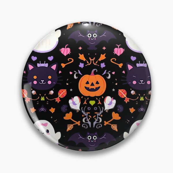 Item preview, Damask Halloween — Cute Ghosts, Cats & Pumpkins Pattern designed and sold by Aileen404.