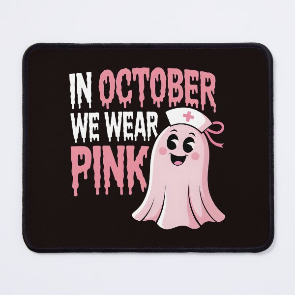Item preview, In October We Wear Pink Nurse Ghost Halloween 2025 designed and sold by Redgiant87x.
