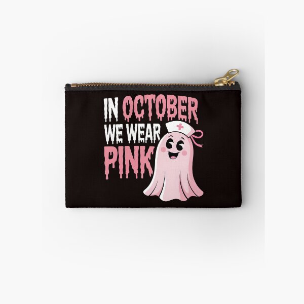 Item preview, In October We Wear Pink Nurse Ghost Halloween 2025 designed and sold by Redgiant87x.