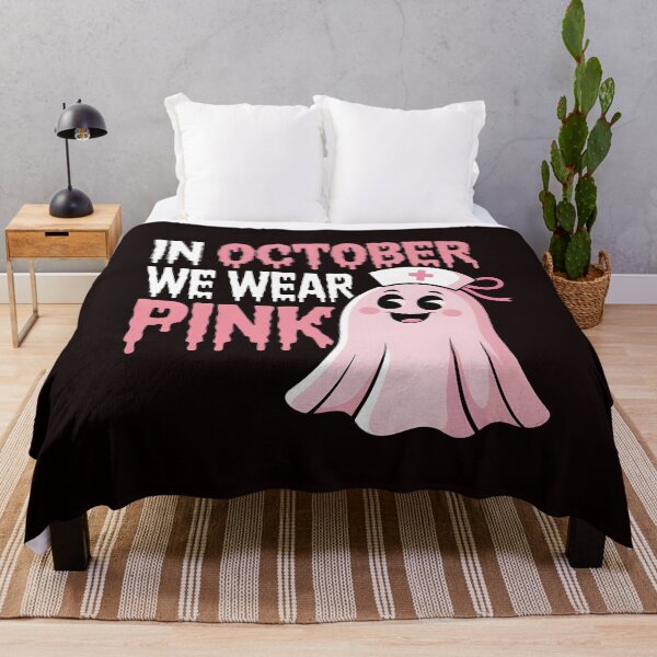 Item preview, In October We Wear Pink Nurse Ghost Halloween 2025 designed and sold by Redgiant87x.