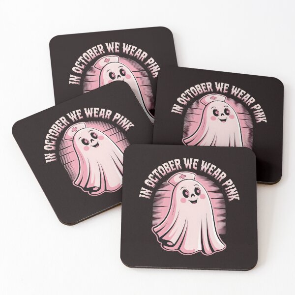 Item preview, In October We Wear Pink Nurse Ghost Halloween 2025 designed and sold by Redgiant87x.