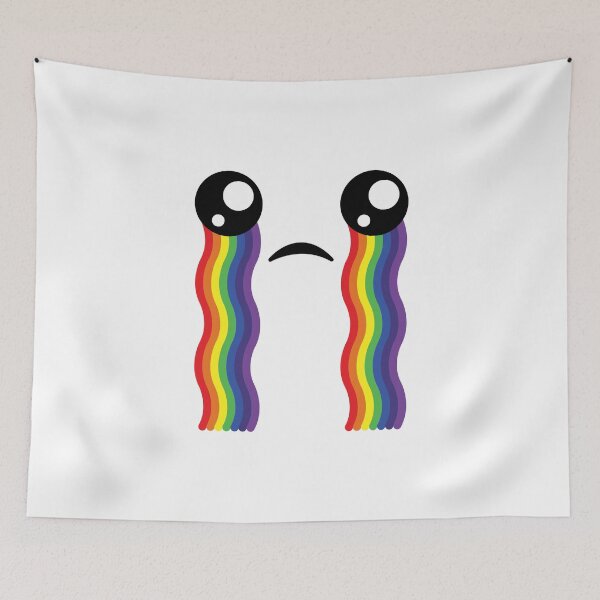 Item preview, Sweet kawaii crying rainbow face designed and sold by BlushyPrint.