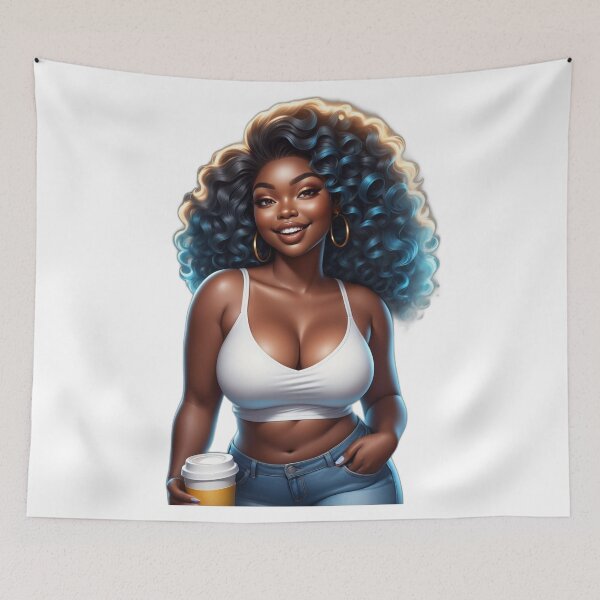Item preview, Afro Plus Size Beauty – Morning Coffee Confidence designed and sold by Lulunza.