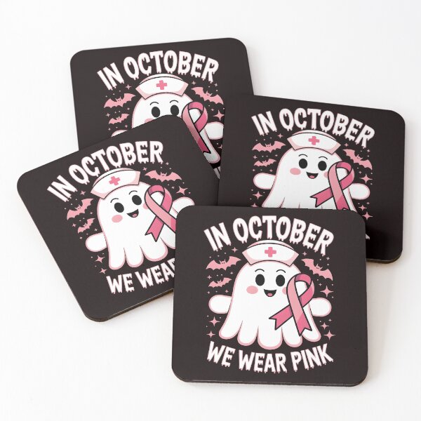 Item preview, In October We Wear Pink Nurse Ghost Halloween 2025 designed and sold by Redgiant87x.
