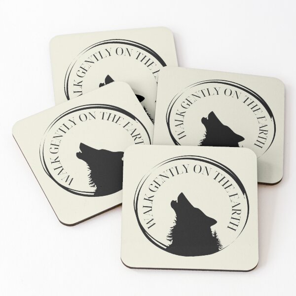 Item preview, Walk Gently on the Earth – Minimal Boho Wolf Nature Design designed and sold by CreationbyNiki.