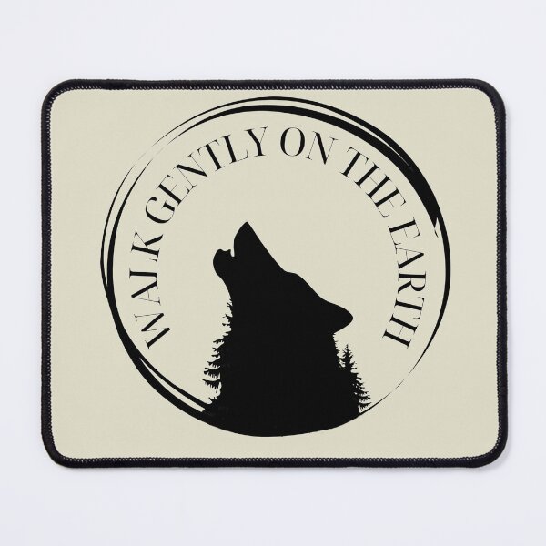 Item preview, Walk Gently on the Earth – Minimal Boho Wolf Nature Design designed and sold by CreationbyNiki.
