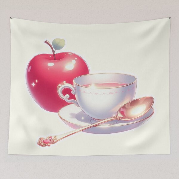 Item preview, Golden Tea Time with Apple – Soft Anime-Inspired Illustration designed and sold by Sugar Wisdom .