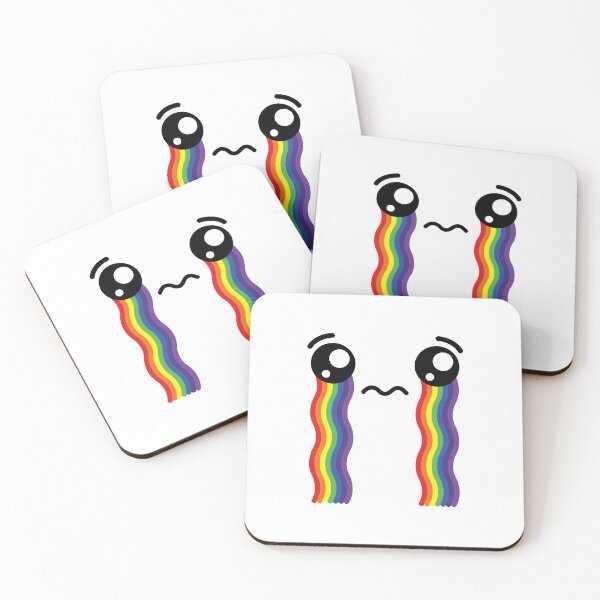 Item preview, Cute kawaii crying rainbow face designed and sold by BlushyPrint.